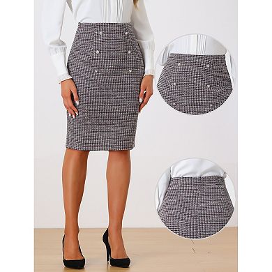 Pencil Tweed Skirt For Women's  Winter Classic Skirts