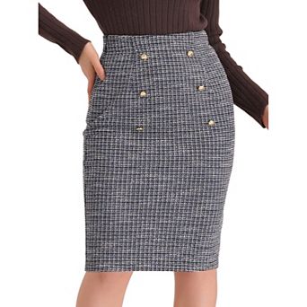 Pencil Tweed Skirt For Women's Winter Classic Skirts