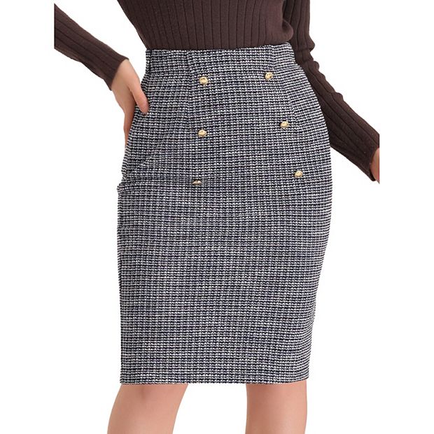 Pencil Tweed Skirt For Women's Winter Classic Skirts
