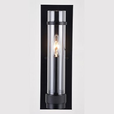 Bari 1 Light Contemporary Flush Wall Sconce with Clear Cylinder Glass