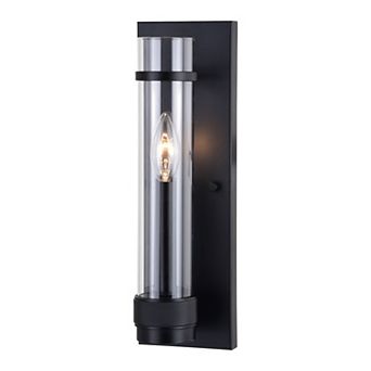 Bari 1 Light Contemporary Flush Wall Sconce with Clear Cylinder Glass