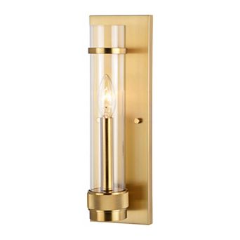 Bari 1 Light Contemporary Flush Wall Sconce with Clear Cylinder Glass