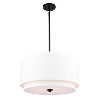 Burnaby 4 Light Mid-Century Modern Drum Pendant Fixture with White Linen Fabric Shade