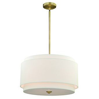 Burnaby 4 Light Black Mid-Century Modern Drum Pendant Fixture with White Linen Fabric Shade