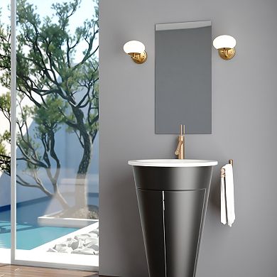 Sloane LED Gold Satin Brass Mid-Century Modern Wall Sconce Light Fixture with White Glass Globe