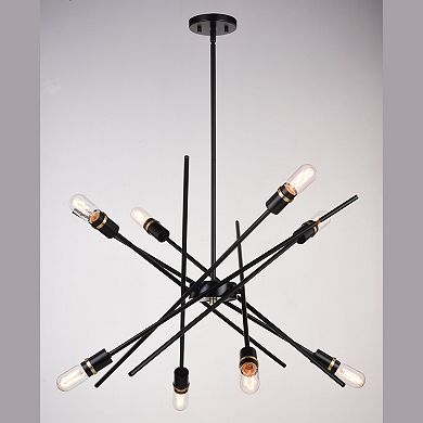 Halsted Black and Satin Brass Mid-Century Modern Sputnik Pendant Light Fixture