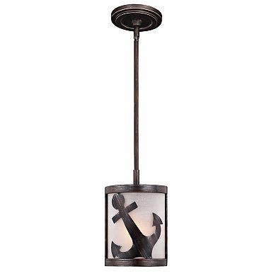 Nautique Bronze Coastal Drum Mini Pendant Ceiling Light White Glass