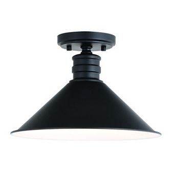 Akron 12 in W Bronze Metal Industrial MCM Cone Semi Flush Mount Ceiling Light
