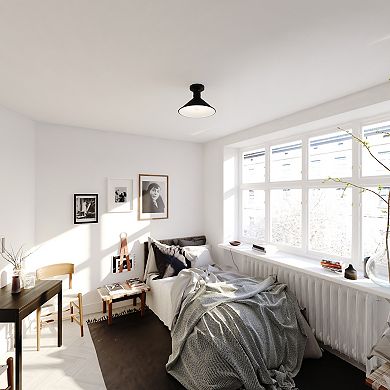 Akron 12-in W Bronze Metal Industrial MCM Cone Semi Flush Mount Ceiling Light