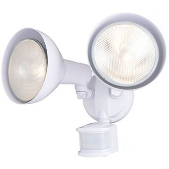 White Motion Sensor Dusk to Dawn Outdoor Security Flood Light - 180 Degree Range - 70 Ft.