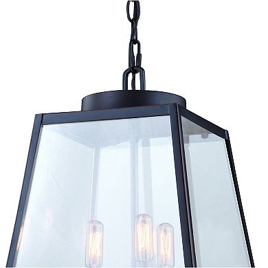 Grant 3 Light Bronze Farmhouse Lantern Pendant Clear Glass