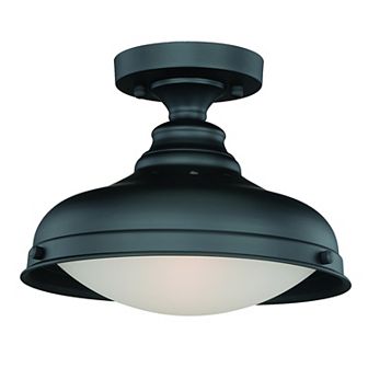 Keenan 12.25 in W Bronze Farmhouse Barn Dome Semi Flush Mount Ceiling Light