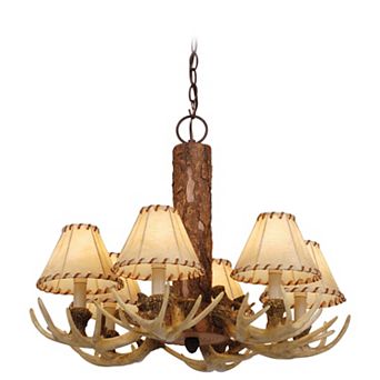 Lodge 6 Light Cream Rustic Antler Chandelier
