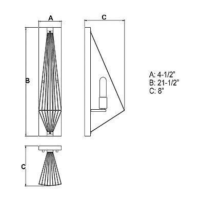 Dearborn 1 Light Black Oak Geometric Wire Cage Flush Wall Sconce