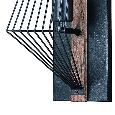 Dearborn 1 Light Black Oak Geometric Wire Cage Flush Wall Sconce