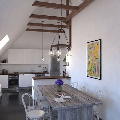 Milone 5 Light Bronze Rustic Wheel Chandelier Clear Glass