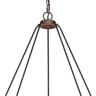 Milone 5 Light Bronze Rustic Wheel Chandelier Clear Glass