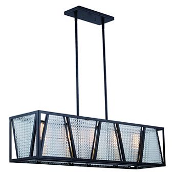 Oslo 5L Black Urban Loft Linear Chandelier Island Pendant Light Fixture