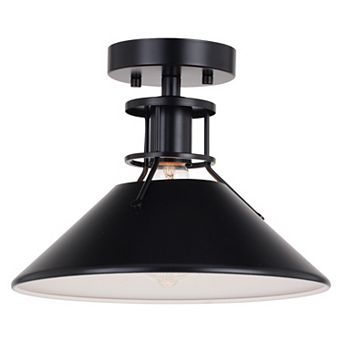 Canton 11.5 in W Black Farmhouse Semi Flush Mount Ceiling Light