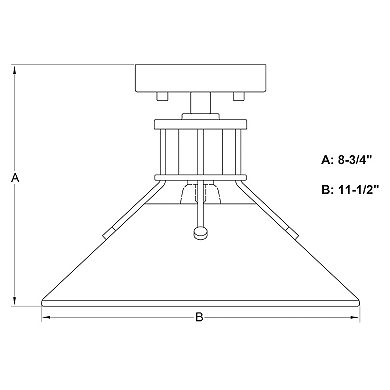 Canton 11.5-in W Black Farmhouse Semi Flush Mount Ceiling Light