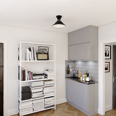 Canton 11.5-in W Black Farmhouse Semi Flush Mount Ceiling Light