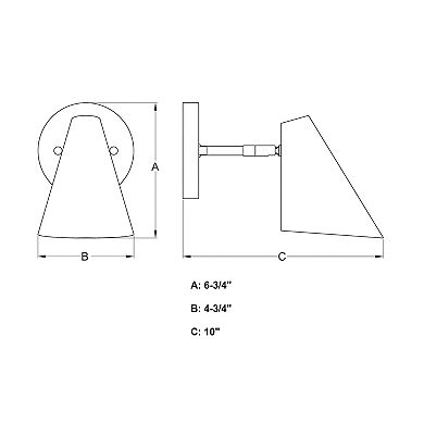 Pryce 1 Light Matte Black and Gold Satin Brass Mid-Century Modern Wall Sconce Fixture with Metal Cone Shade