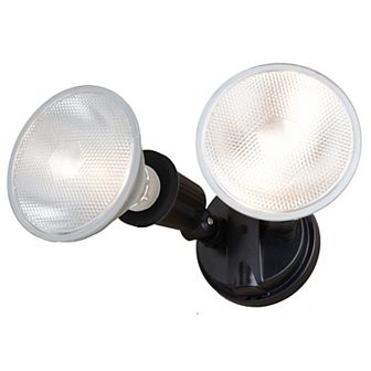 Black 2 Light Outdoor Security Flood Light with Adjustable Heads - Switch Controlled