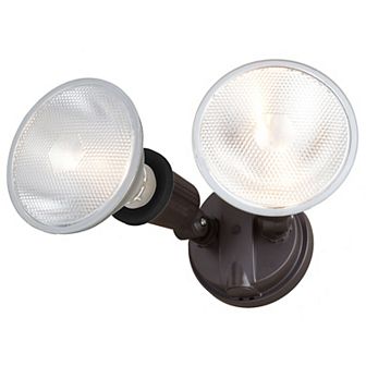 Black 2 Light Outdoor Security Flood Light with Adjustable Heads - Switch Controlled