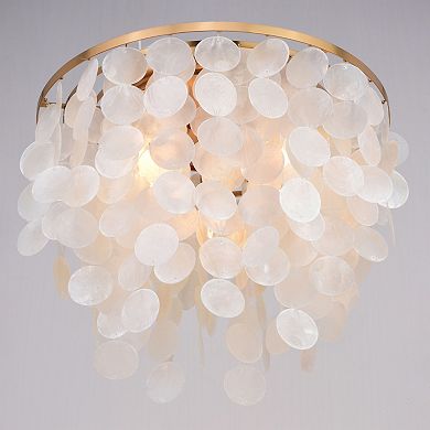 Elsa 16-in W Modern Coastal Glam Flush Mount Ceiling Light Fixture with Capiz Shells