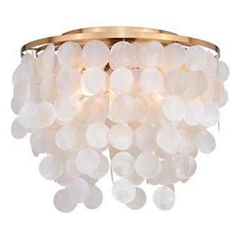 Elsa 16 in W Modern Coastal Glam Flush Mount Ceiling Light Fixture with Capiz Shells