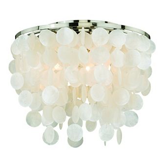Elsa 16 in W Modern Coastal Glam Flush Mount Ceiling Light Fixture with Capiz Shells