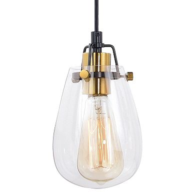 Kassidy 4L Black Industrial Linear Teardrop Chandelier Island Pendant Light Fixture Clear Glass