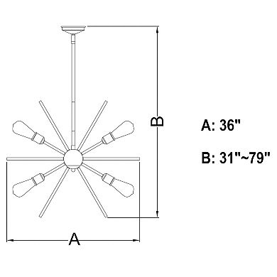 Estelle 36-in Natural Brass Mid Century Modern 16 Light Sputnik Hanging Ceiling Pendant Chandelier
