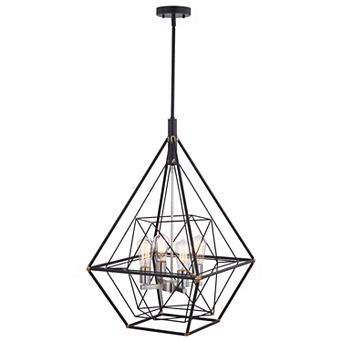 Bartlett 4L Bronze and Nickel Geometric Industrial Pendant Cage Light