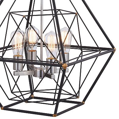 Bartlett 4L Bronze and Nickel Geometric Industrial Pendant Cage Light