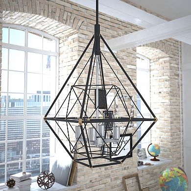 Bartlett 4L Bronze and Nickel Geometric Industrial Pendant Cage Light