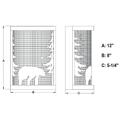 Kodiak 1 Light Black Cage Rustic Wall Sconce Bear and Tree Motif