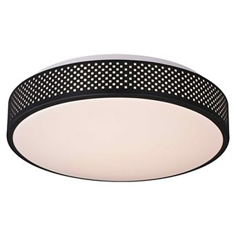 Anson 13.5 in W Integrated LED Black Mesh Flush Mount Ceiling Light Fixture White Shade