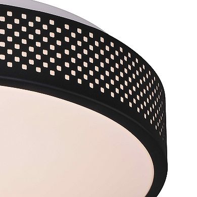 Anson 13.5-in W Integrated LED Black Mesh Flush Mount Ceiling Light Fixture White Shade