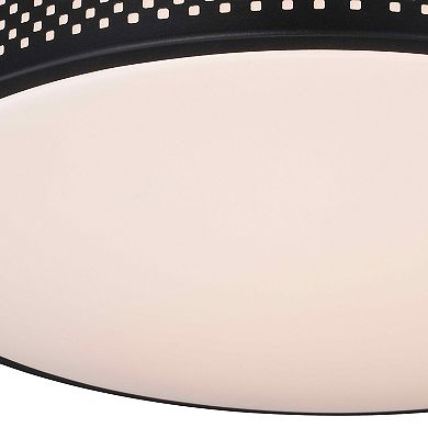 Anson 13.5-in W Integrated LED Black Mesh Flush Mount Ceiling Light Fixture White Shade
