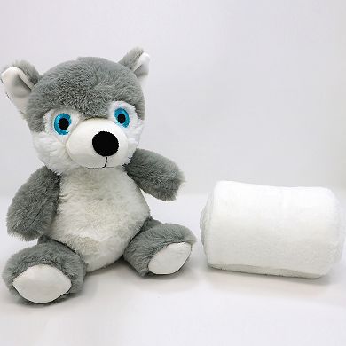 Boys and Girls Plush Wolf with Blanket