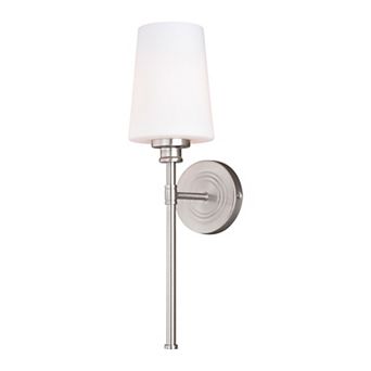 Clark 1 Light Satin Nickel Bathroom Wall Sconce White Glass