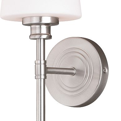 Clark 1 Light Satin Nickel Bathroom Wall Sconce White Glass