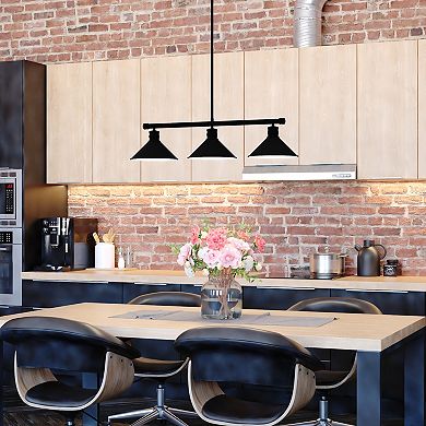 Akron 3L Bronze Farmhouse Linear Chandelier Island Pendant Fixture Pool Table Light