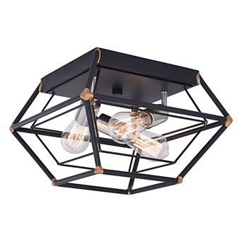 Bartlett 18 in W Bronze Industrial Cage Flush Mount Ceiling Light Fixture