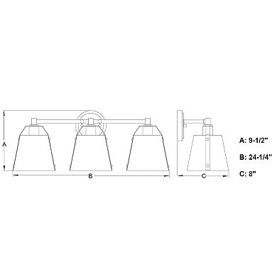 Barrington Black and Chrome Industrial Bathroom Vanity Wall Light Fixture with Metal Shade