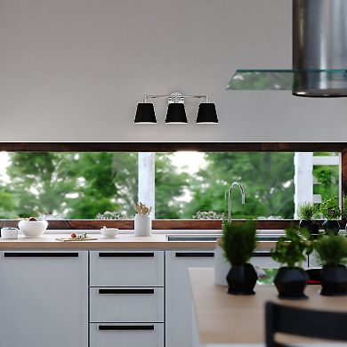 Barrington Black and Chrome Industrial Bathroom Vanity Wall Light Fixture with Metal Shade