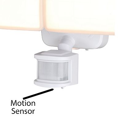 Merill White Integrated LED Motion Sensor Dusk to Dawn Outdoor Security Flood Light