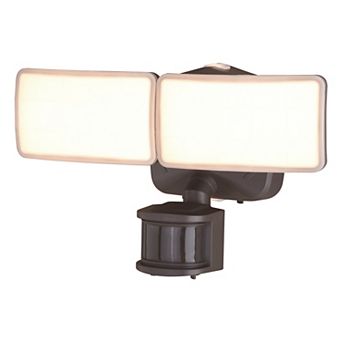 Merill White Integrated LED Motion Sensor Dusk to Dawn Outdoor Security Flood Light