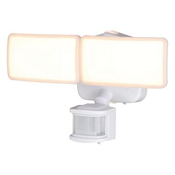 Merill White Integrated LED Motion Sensor Dusk to Dawn Outdoor Security Flood Light